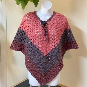 Hand crochet poncho acrylic brand new one size